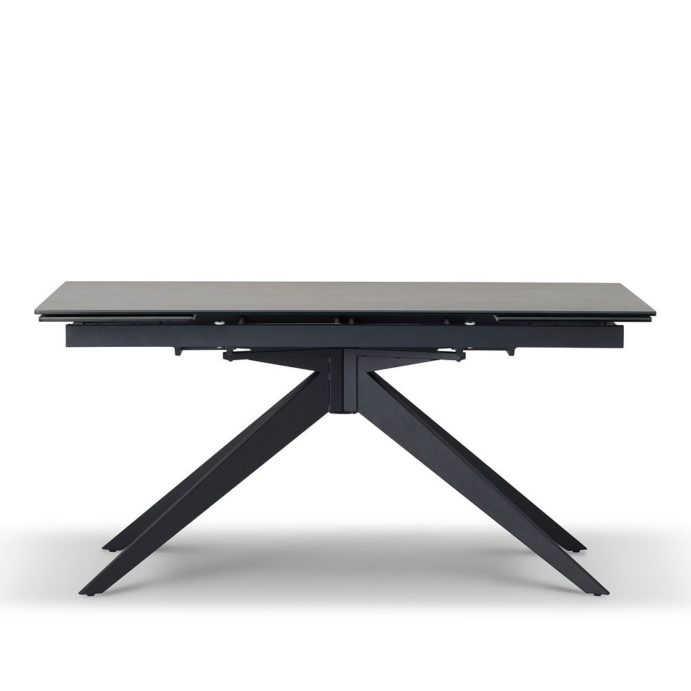 Trento Grey Ceramic Extending Dining Table + 4 Mason Chairs Vintage Black Leather-Look fabric with Black Legs 6