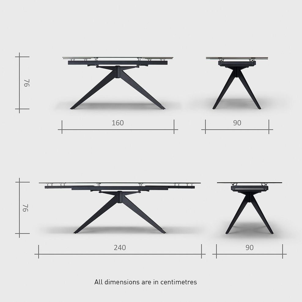 Trento Grey Ceramic Extending Dining Table + 6 Nico Swivel Dining Chairs in Dark Grey with Black Metal Legs 15