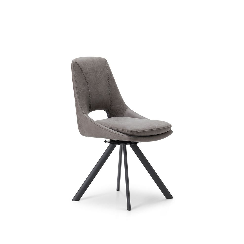 Trento Grey Ceramic Extending Dining Table + 6 Nico Swivel Dining Chairs in Dark Grey with Black Metal Legs 10