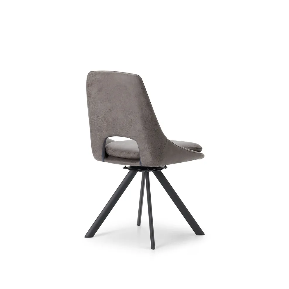 Trento Grey Ceramic Extending Dining Table + 6 Nico Swivel Dining Chairs in Dark Grey with Black Metal Legs 11