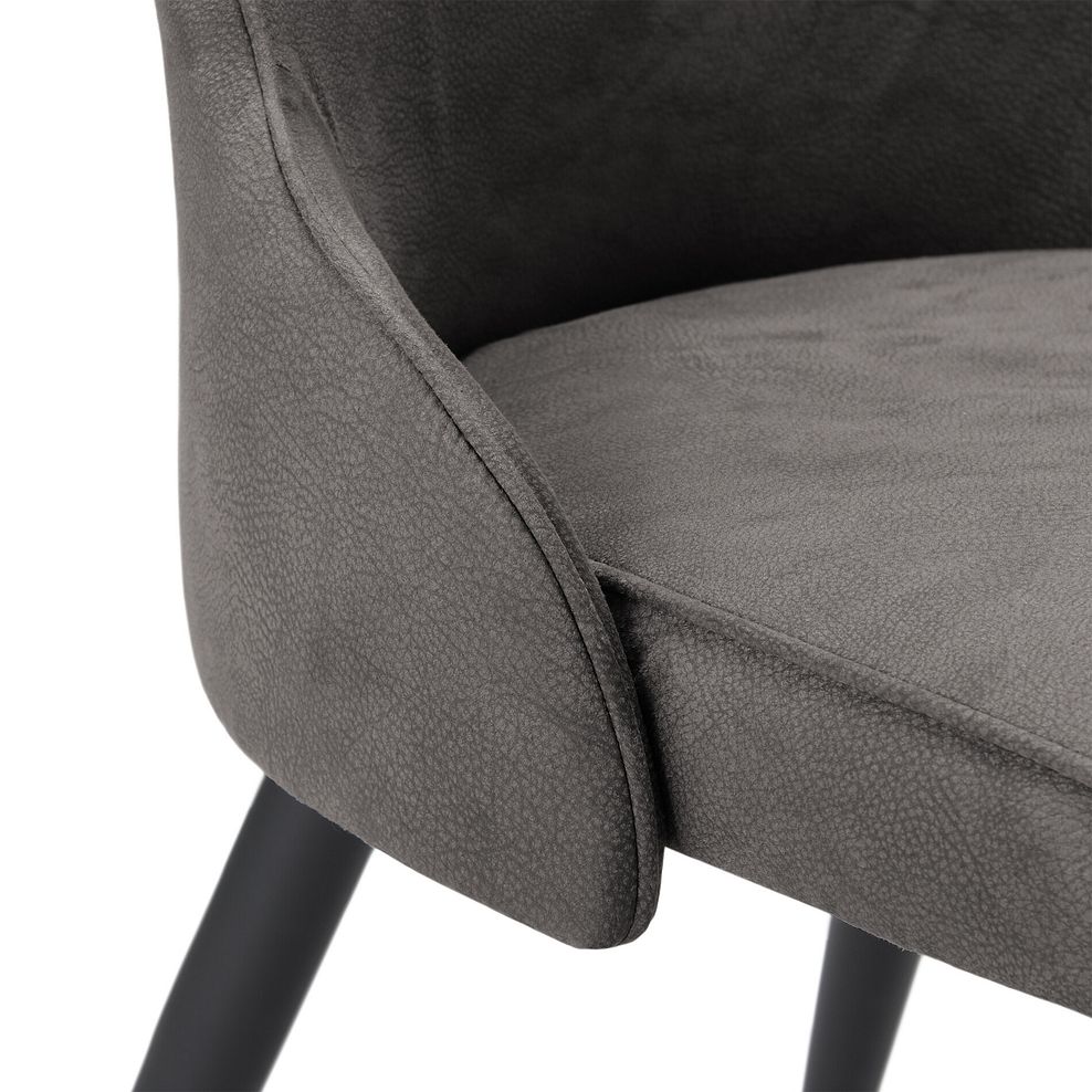 Trento White Ceramic Extendable Dining Table 130cm + 4 Aria Dining Chair in Dark Grey with Black Metal Legs 7