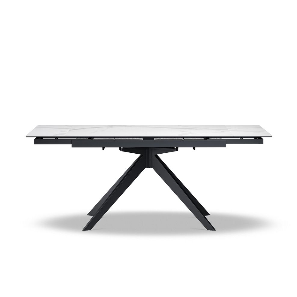 Trento White Ceramic Extendable Dining Table 130cm + 4 Nico Swivel Dining Chair in Light Grey with Black Metal Legs 5