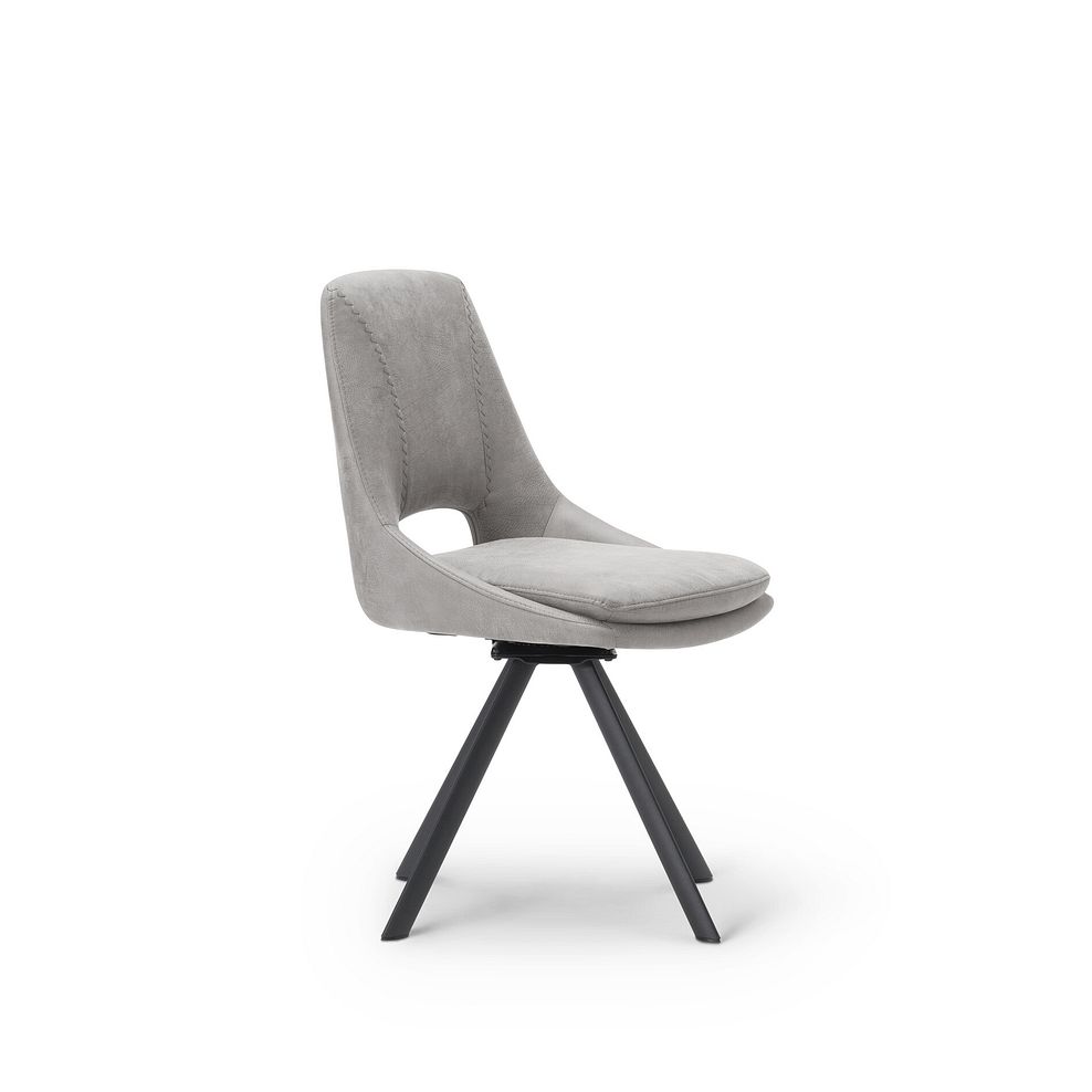 Trento White Ceramic Extendable Dining Table 130cm + 4 Nico Swivel Dining Chair in Light Grey with Black Metal Legs 6