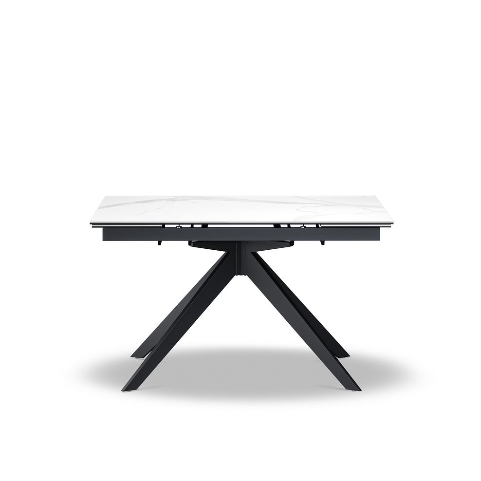 Trento White Ceramic Extendable Dining Table 130cm + 4 Nico Swivel Dining Chair in Light Grey with Black Metal Legs 4