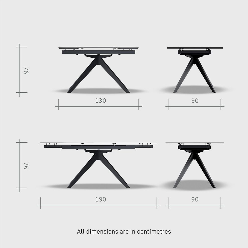 Trento White Ceramic Extendable Dining Table 130cm + 4 Nico Swivel Dining Chair in Light Grey with Black Metal Legs 8