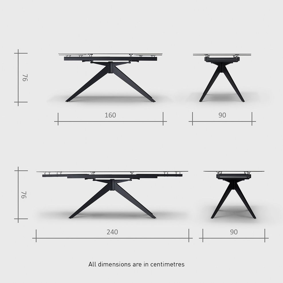 Trento White Ceramic Extending Dining Table + 4 Nico Swivel Dining Chairs in Dark Grey with Black Metal Legs 14