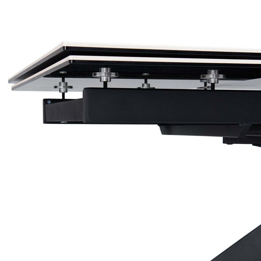 Trento White Ceramic Extending Dining Table + 6 Bette Chairs with Black Legs in Heritage Bottle Green Velvet 7