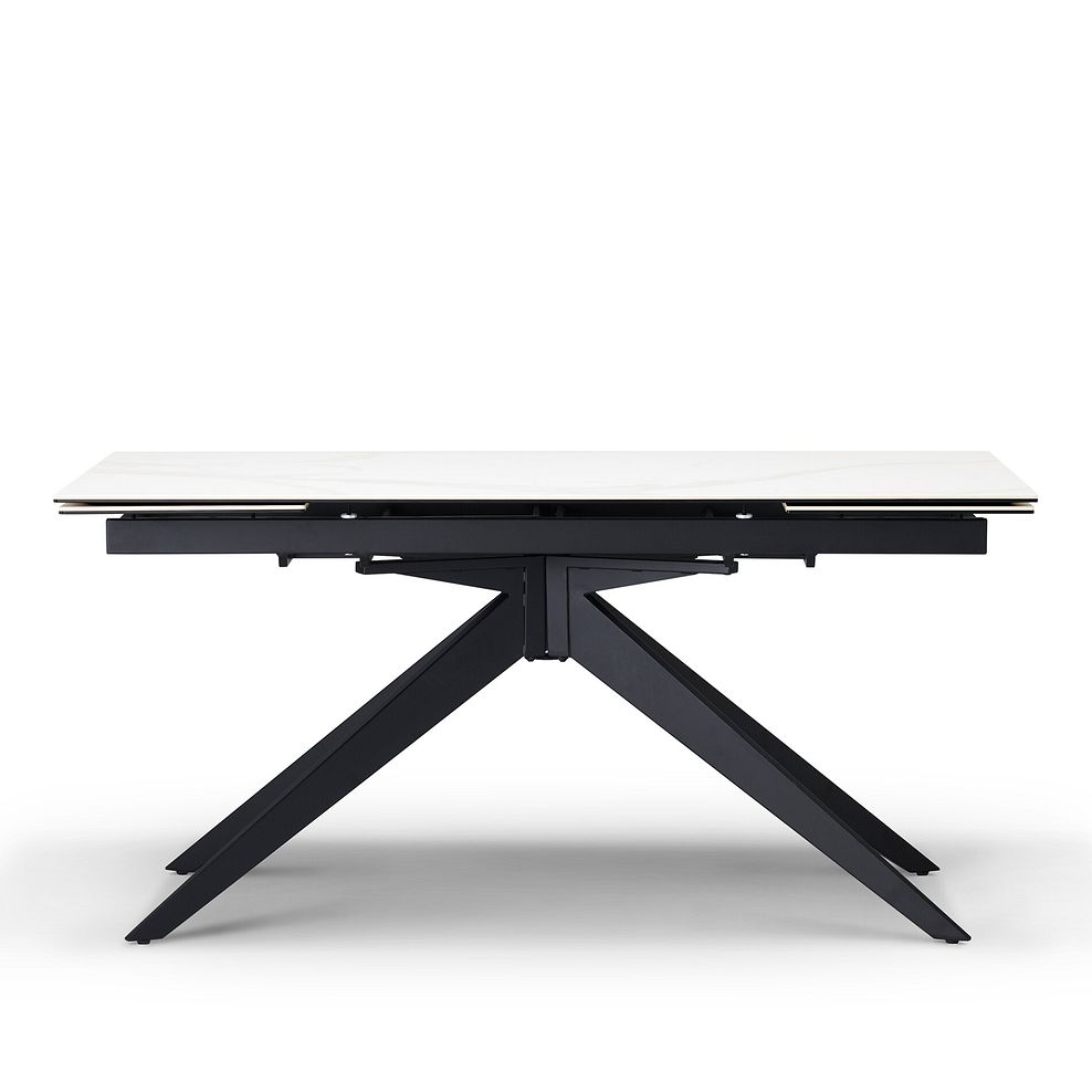 Trento White Ceramic Extending Dining Table + 8 Bette Chairs with Black Legs in Heritage Bottle Green Velvet 4