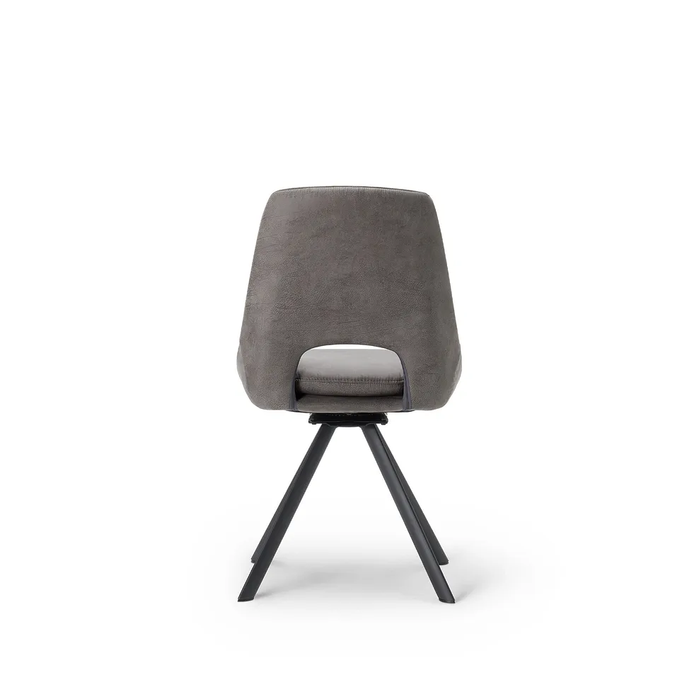 Trento White Ceramic Extending Dining Table + 8 Nico Swivel Dining Chairs in Dark Grey with Black Metal Legs 11