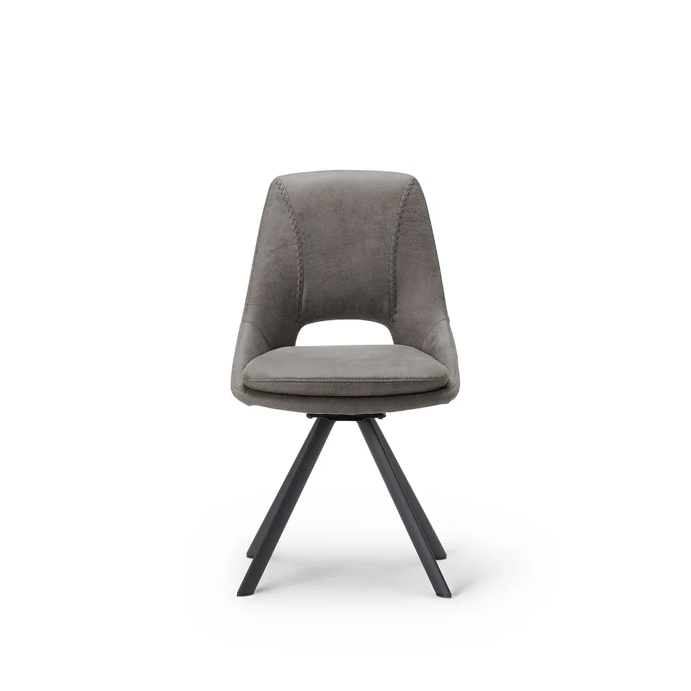 Trento White Ceramic Extending Dining Table + 8 Nico Swivel Dining Chairs in Dark Grey with Black Metal Legs 12