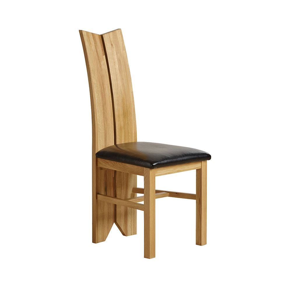 Tulip Natural Solid Oak Chair with Black Bicast Leather Seat Thumbnail 1