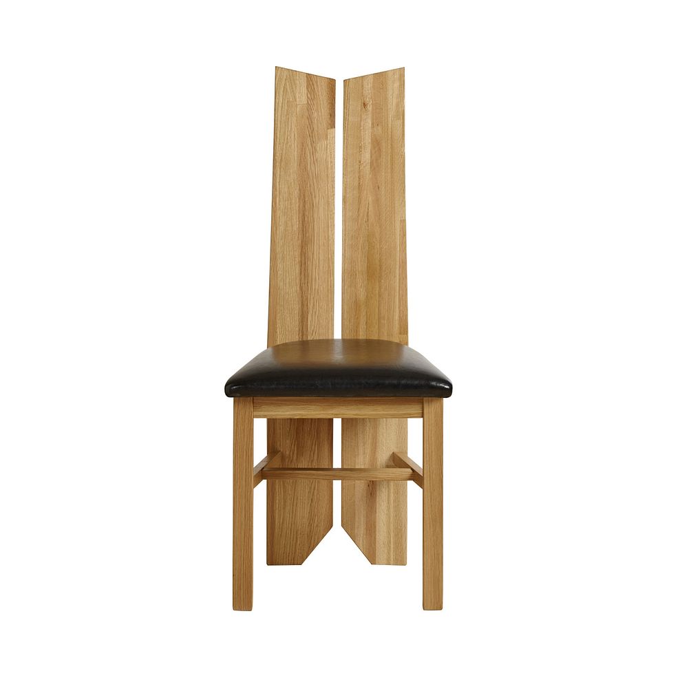 Tulip Natural Solid Oak Chair with Black Bicast Leather Seat 2