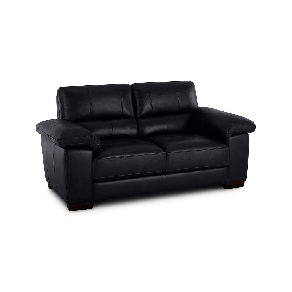 Turin 2 Seater Sofa in Black Leather 1