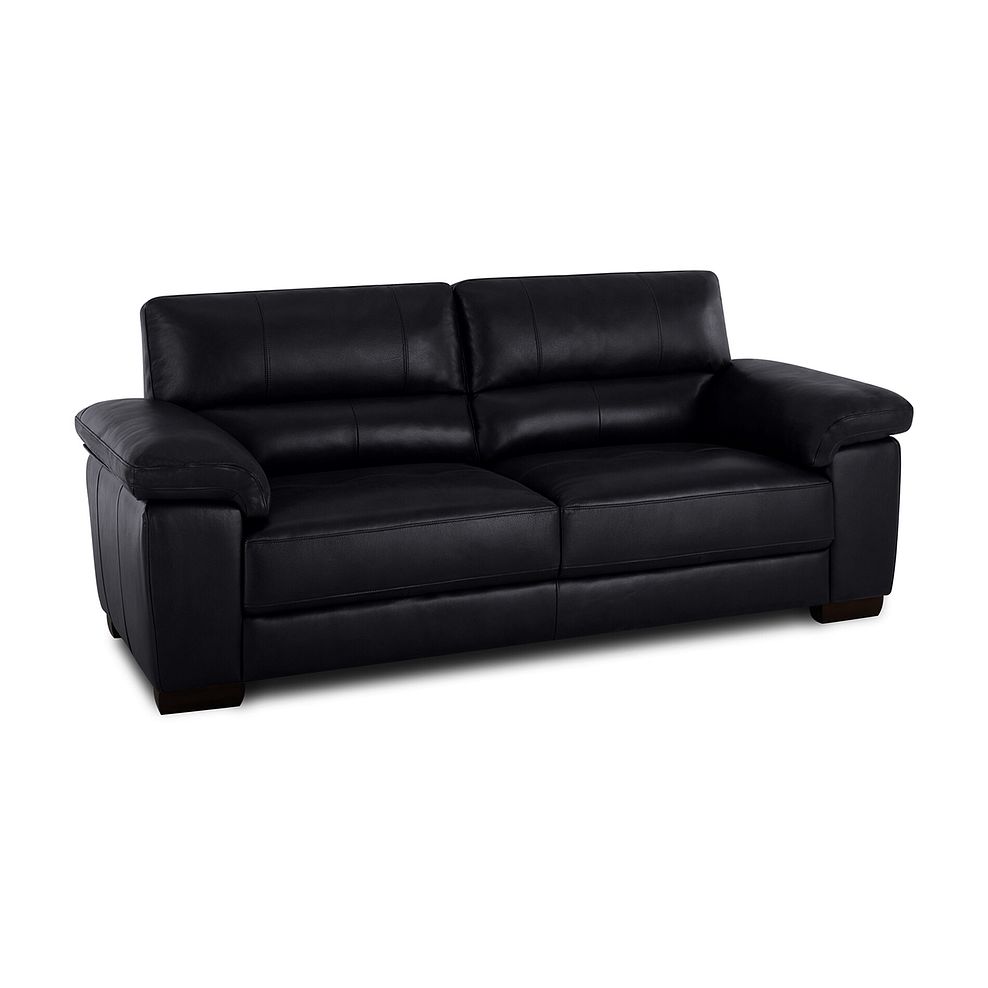 Turin 3 Seater Sofa in Black Leather 1