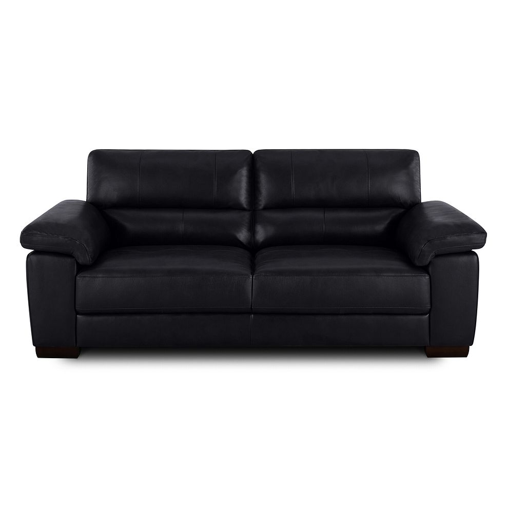 Turin 3 Seater Sofa in Black Leather 2