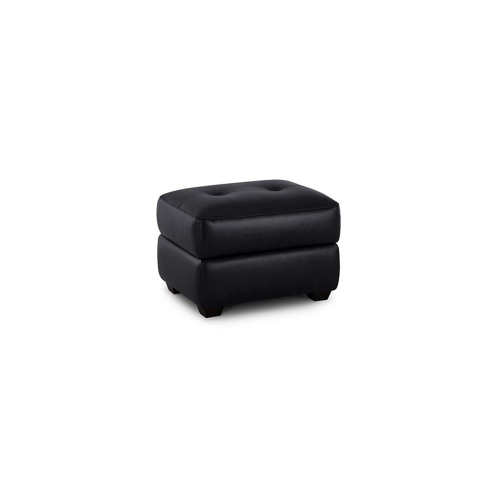 Turin Storage Footstool in Black Leather 1