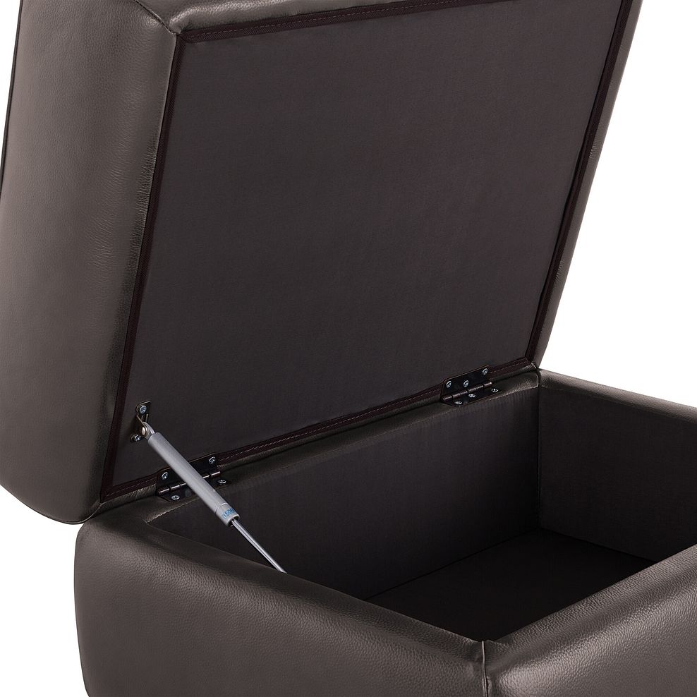 Turin Storage Footstool in Dark Grey Leather 6