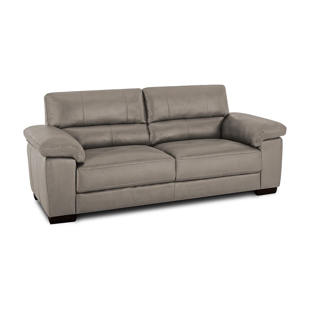Turin 3 Seater Sofa in Light Grey Leather 1