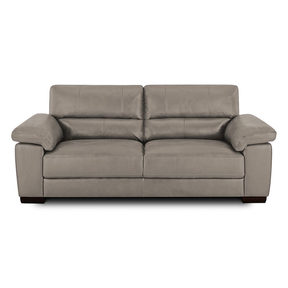 Turin 3 Seater Sofa in Light Grey Leather 2