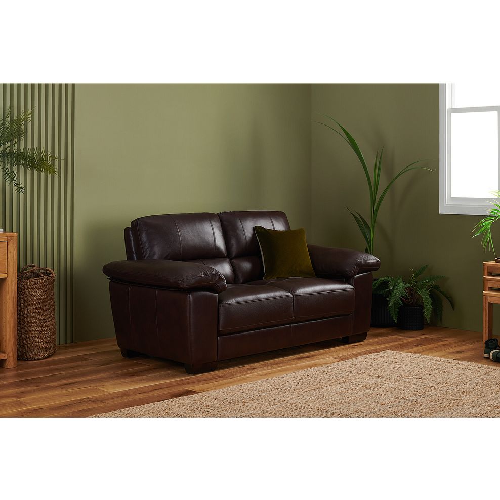 Turin 2 Seater Sofa in Two Tone Brown Leather 1