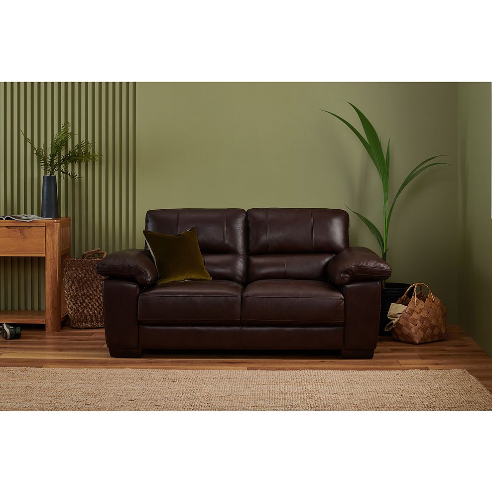 Turin 2 Seater Sofa in Two Tone Brown Leather 2