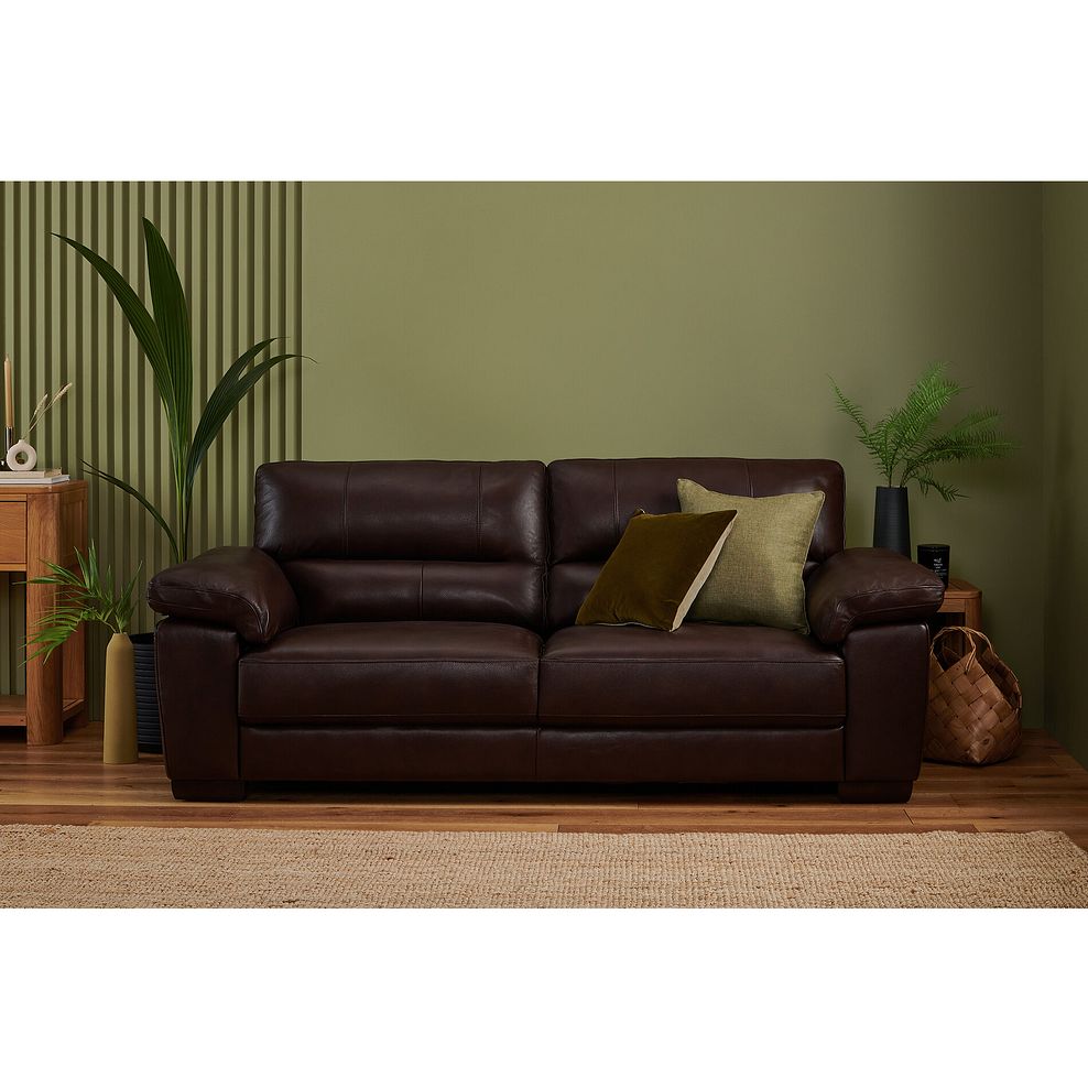 Turin 3 Seater Sofa in Two Tone Brown Leather 2