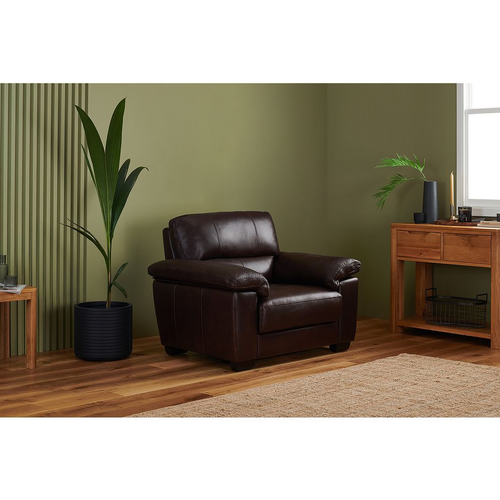 Turin Armchair in Two Tone Brown Leather 1