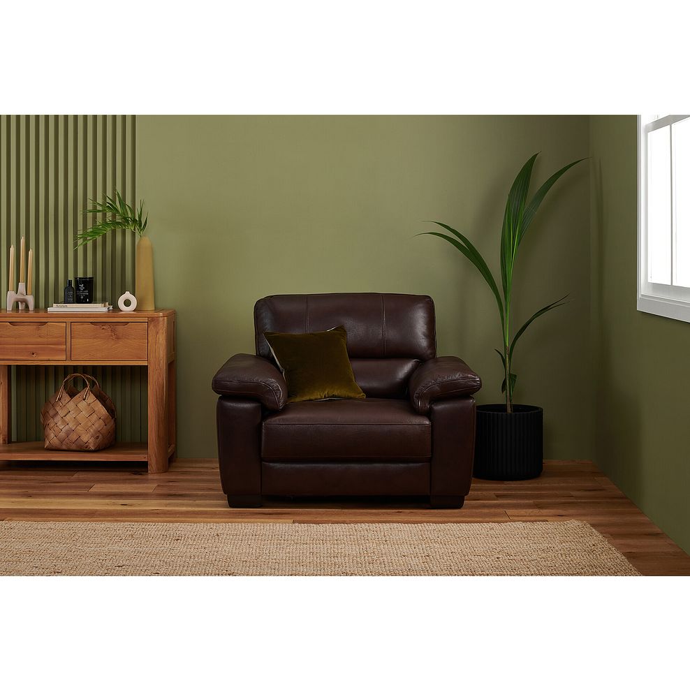 Turin Armchair in Two Tone Brown Leather 2