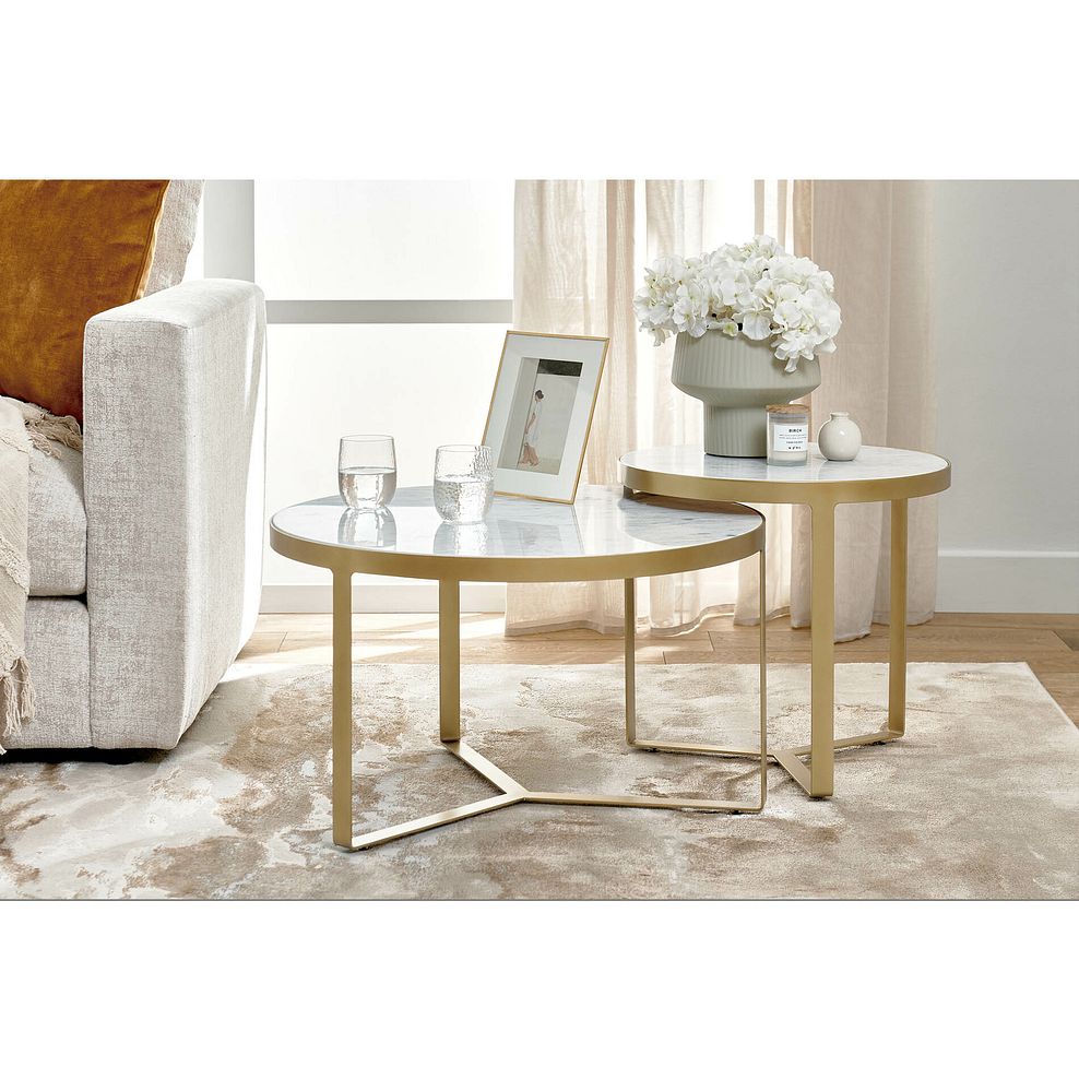 Tuscany Marble Top Coffee Table Nest 1