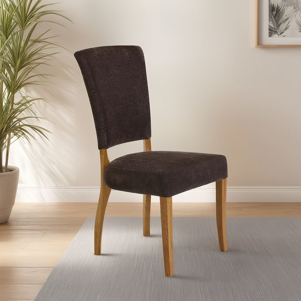 Upholstered Curve Back Plain Charcoal Fabric Chair with Solid Oak Legs 6