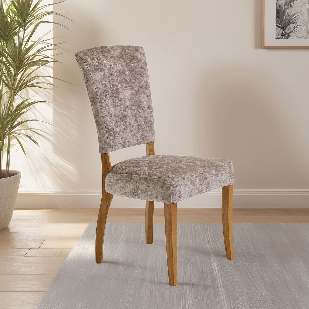 Upholstered Curve Back Plain Truffle Fabric Chair with Solid Oak Legs 4