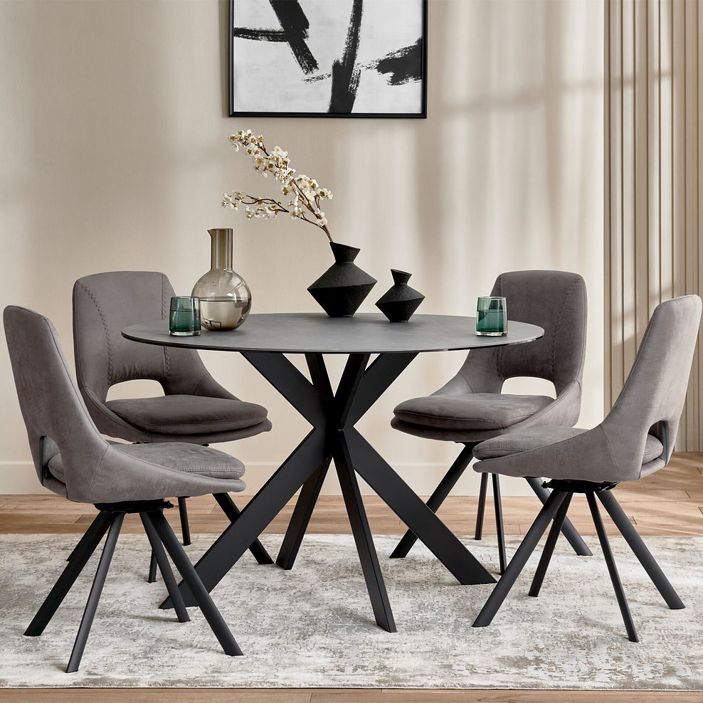 Venice 4ft Grey Ceramic Round Dining Table 1