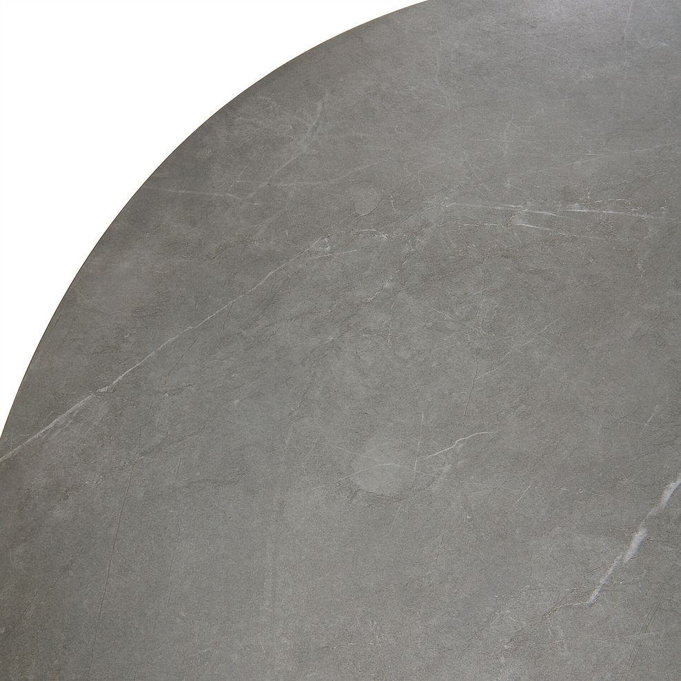 Venice Grey Ceramic Round Dining Table + 4 Nico Swivel Dining Chairs in Light Grey with Black Metal Legs 6