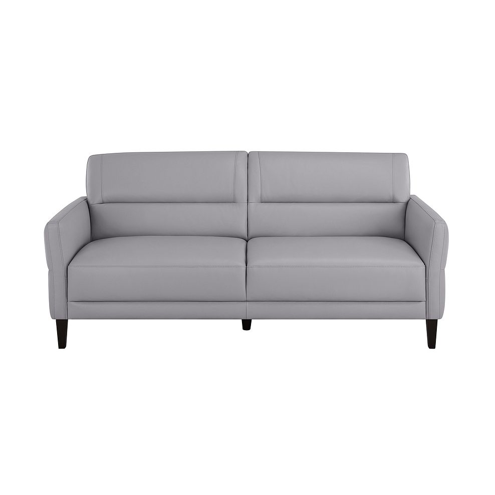 Vittoria Grey Leather 3 Seater Sofa Oak Furnitureland