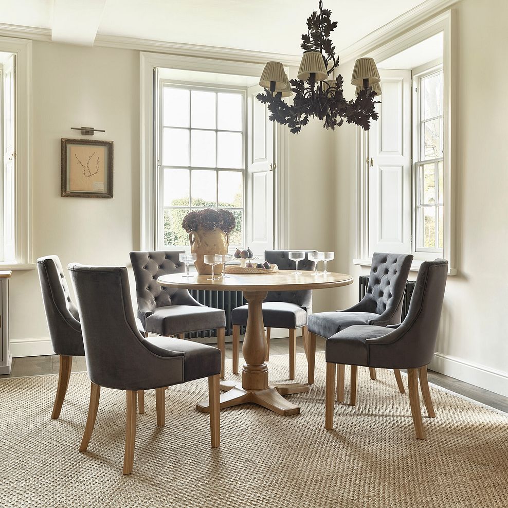 Vivien Button Back Chair in Grey Fabric 2