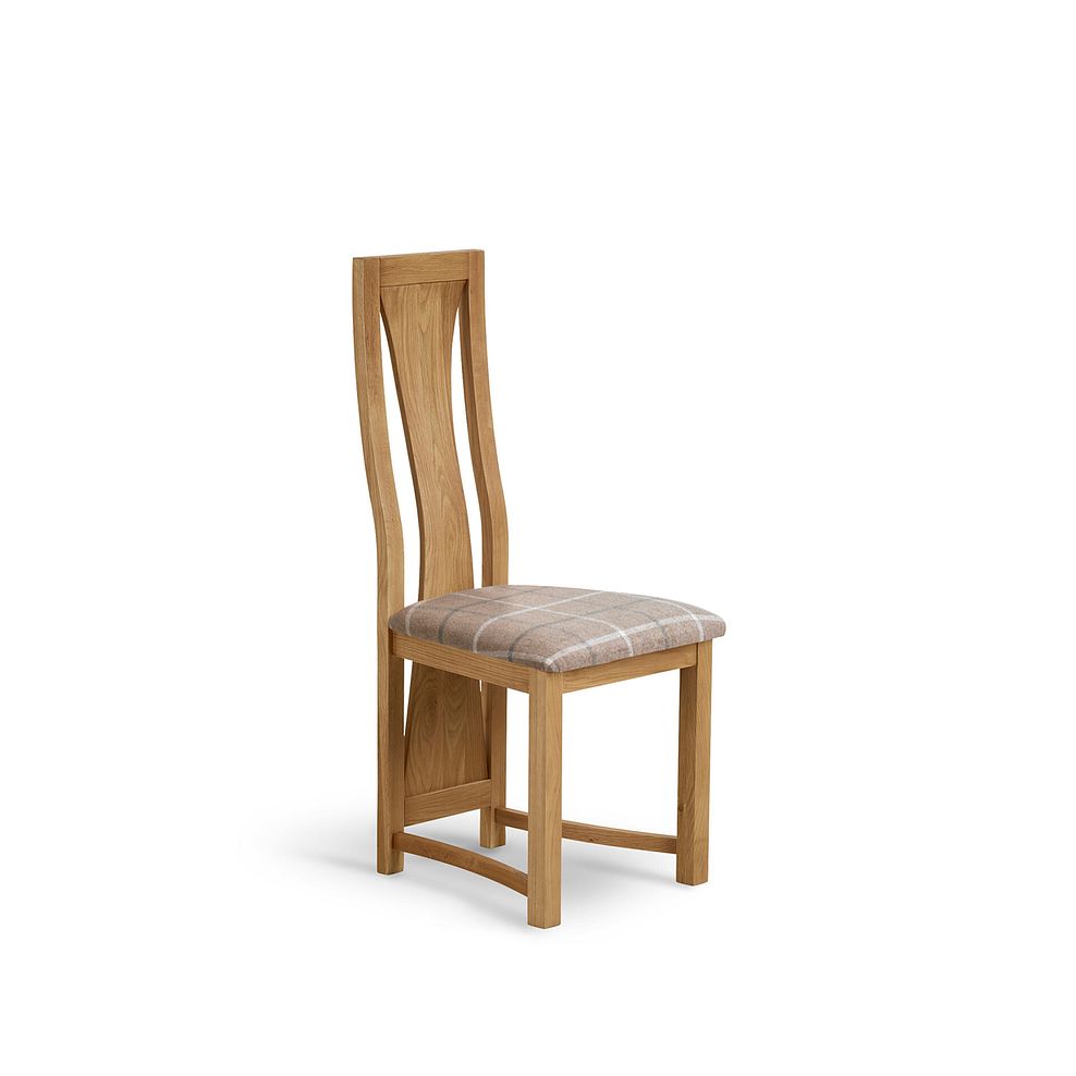 Waterfall Natural Solid Oak Chair with Checked Beige Fabric Seat 1