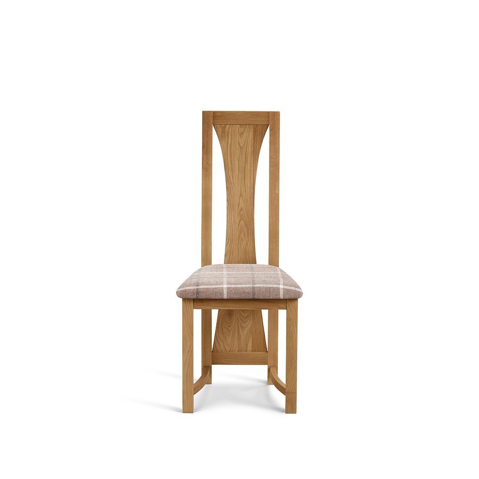 Waterfall Natural Solid Oak Chair with Checked Beige Fabric Seat 2