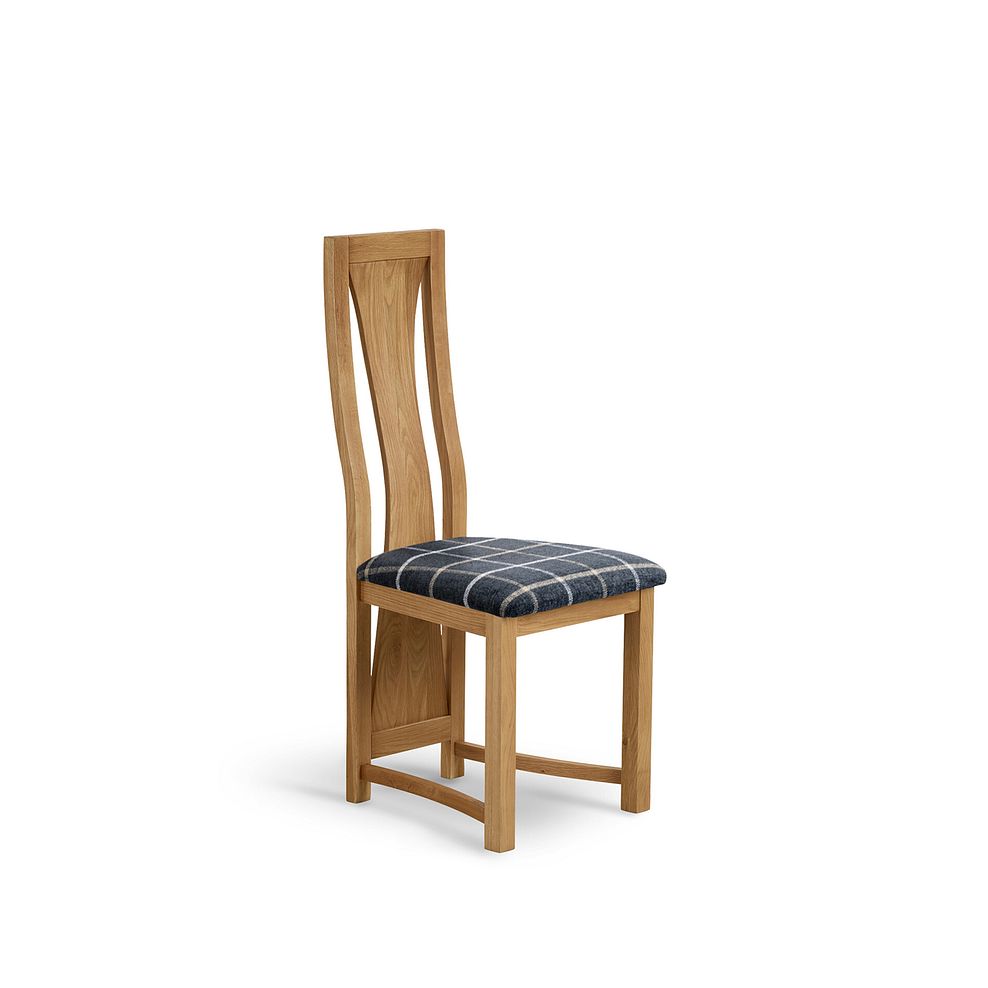 Waterfall Natural Solid Oak Chair with Checked Slate Grey Fabric Seat 1