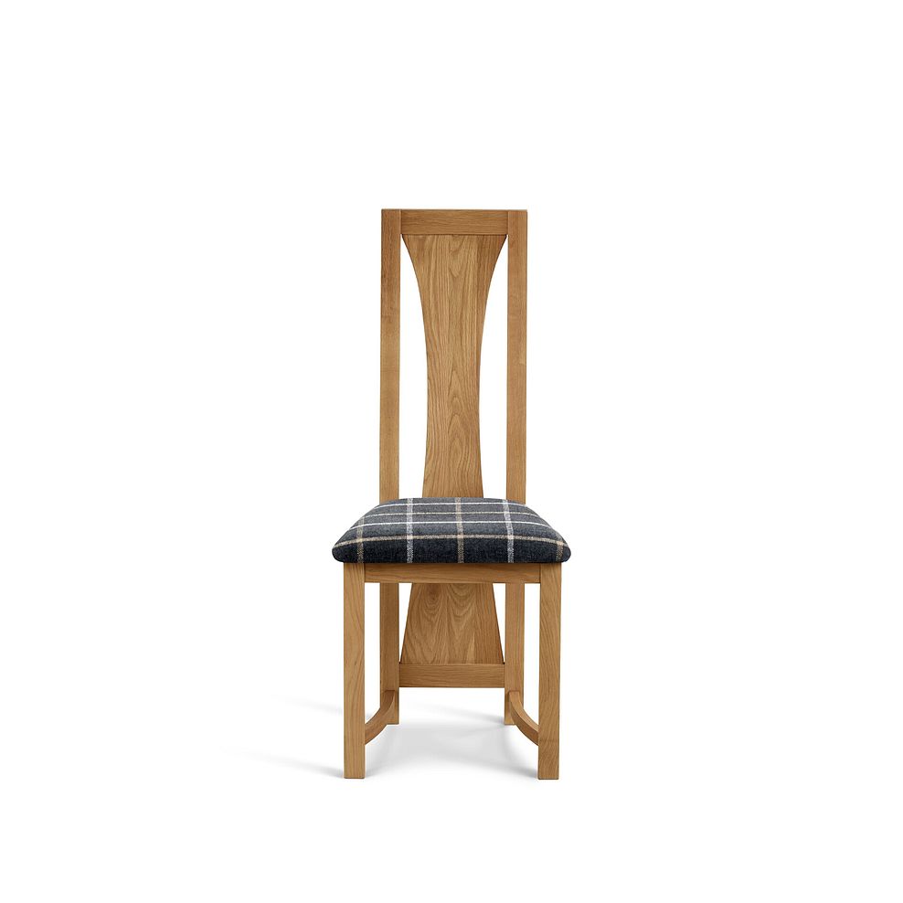 Waterfall Natural Solid Oak Chair with Checked Slate Grey Fabric Seat 2
