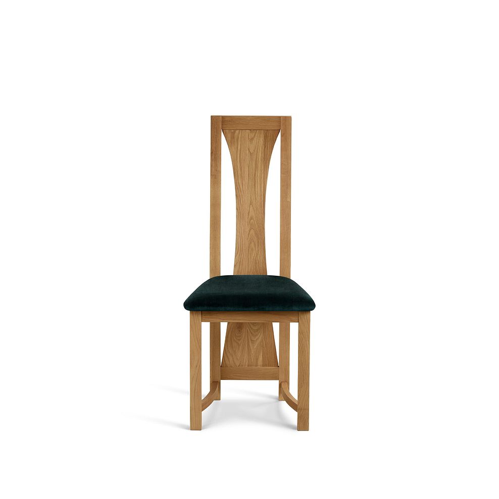Waterfall Natural Solid Oak Chair with Heritage Bottle Green Velvet Seat 2