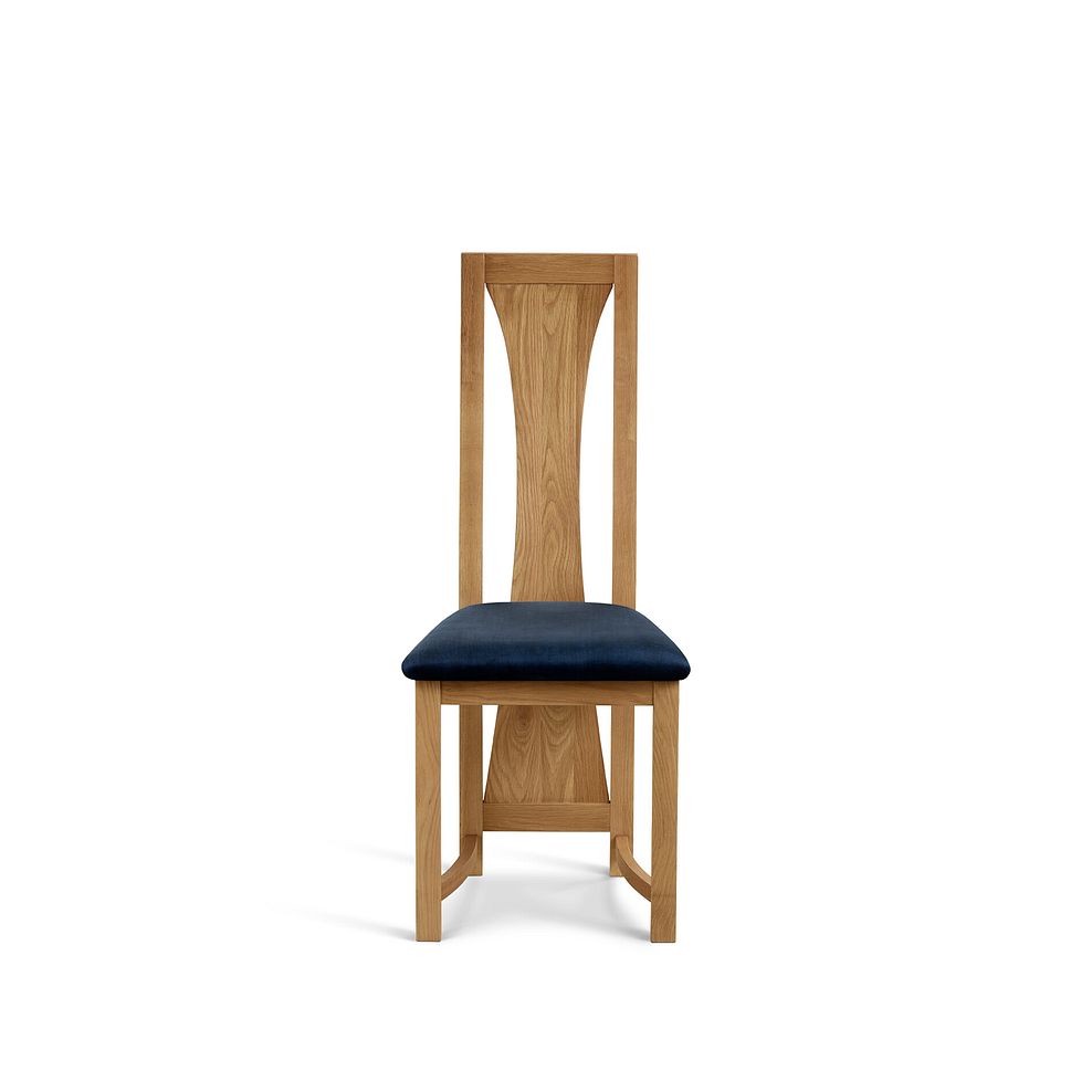 Waterfall Natural Solid Oak Chair with Heritage Royal Blue Velvet Seat 2