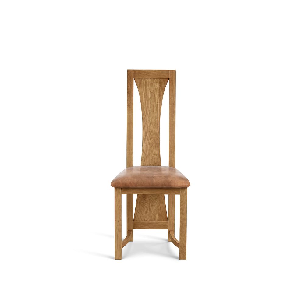 Waterfall Natural Solid Oak Chair with Vintage Tan Leather Look Fabric Seat 2