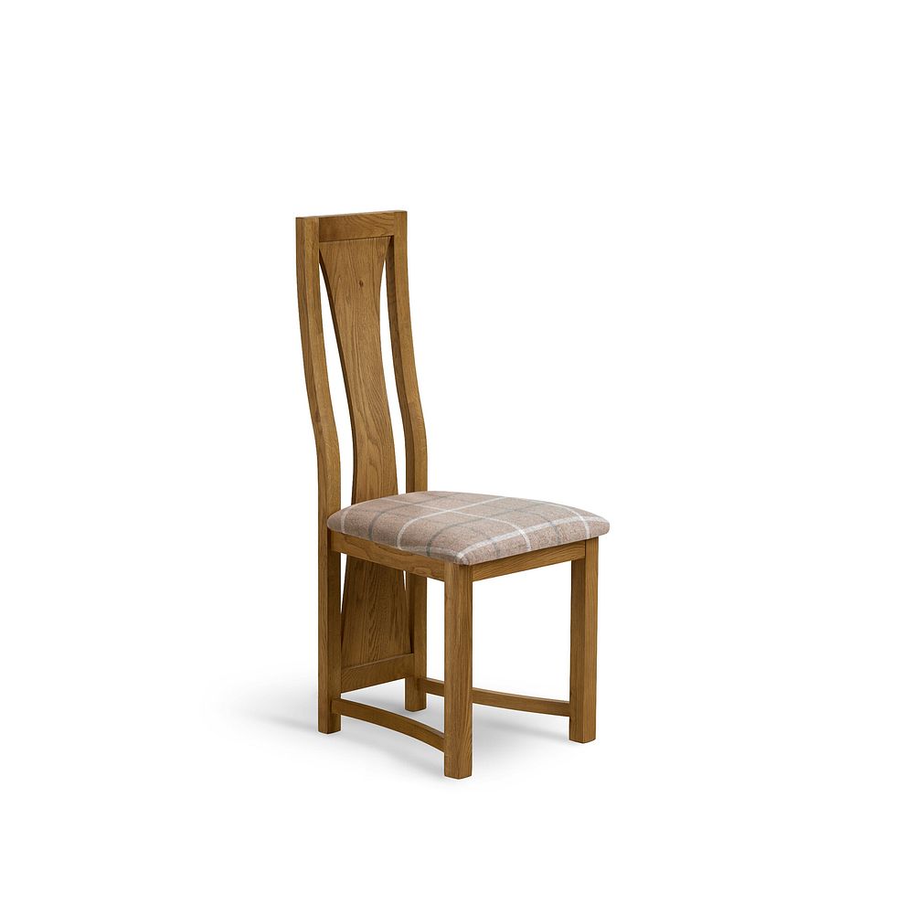 Waterfall Rustic Solid Oak Chair with Checked Beige Fabric Seat 1