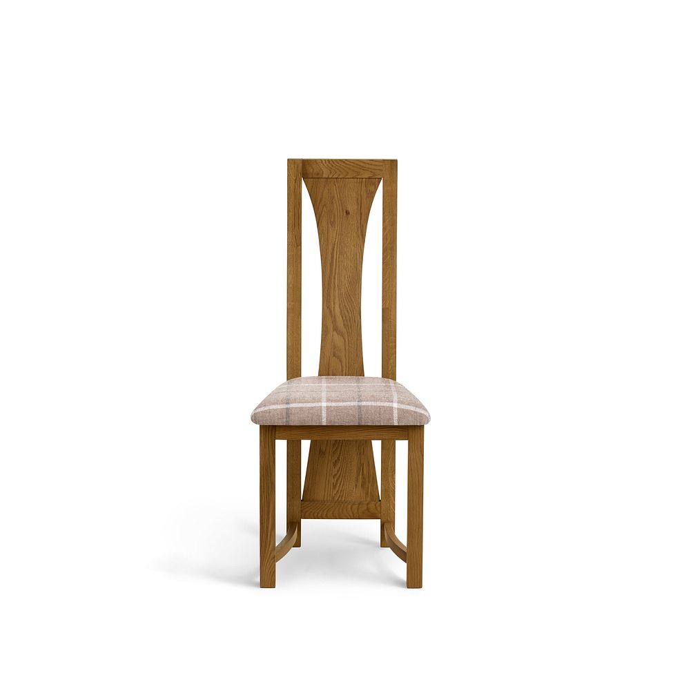 Waterfall Rustic Solid Oak Chair with Checked Beige Fabric Seat 2