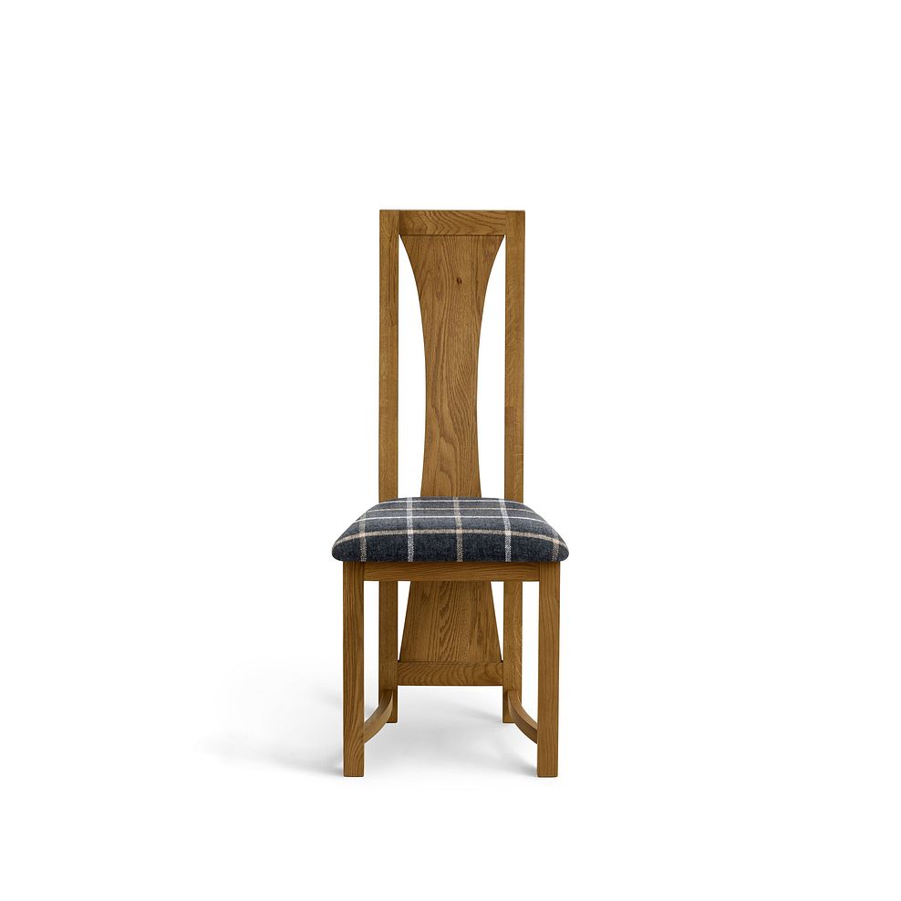 Waterfall Rustic Solid Oak Chair with Checked Slate Grey Fabric Seat 2