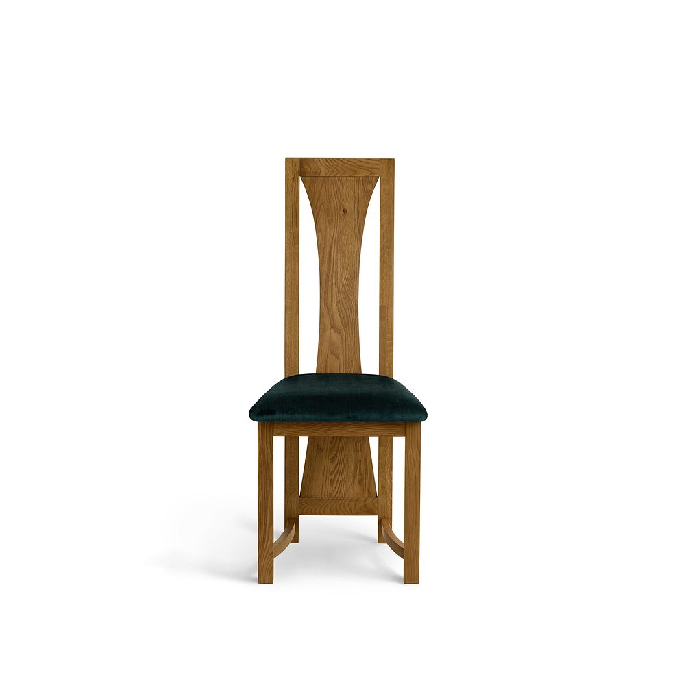 Waterfall Rustic Solid Oak Chair with Heritage Bottle Green Velvet Seat 2