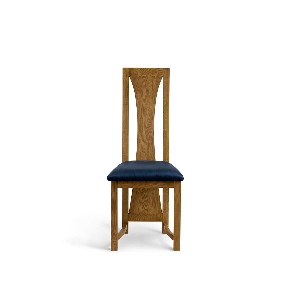 Waterfall Rustic Solid Oak Chair with Heritage Royal Blue Velvet Seat 2