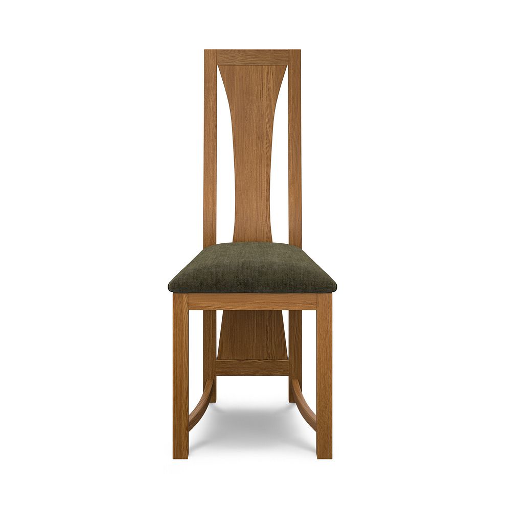 Waterfall Rustic Solid Oak Chair with Verona Green Fabric Seat 2