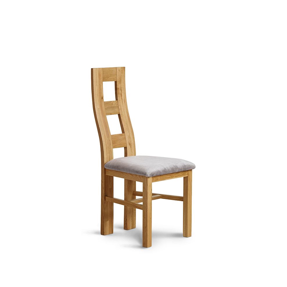 Wave Back Natural Solid Oak Chair with Heritage Mink Velvet Seat 1