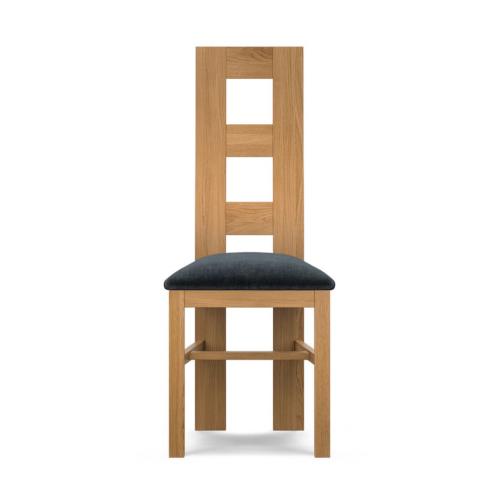Wave Back Natural Solid Oak Chair with Verona Charcoal Fabric Seat 2